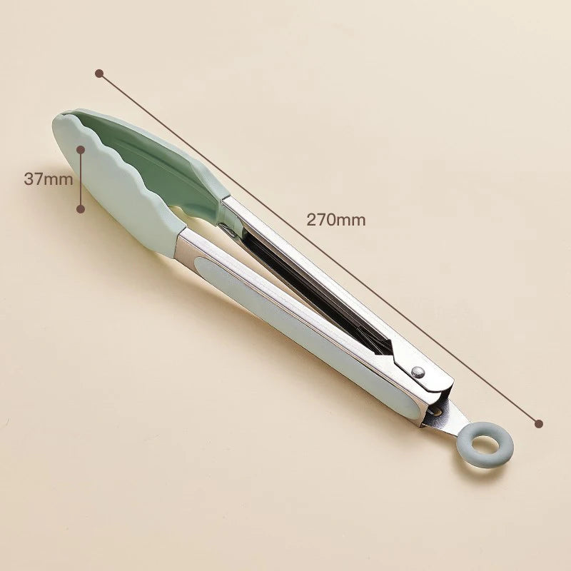 Silicone & Stainless Steel Kitchen Tongs – BBQ, Grill & Salad Kitchen Tongs Axl Light Green