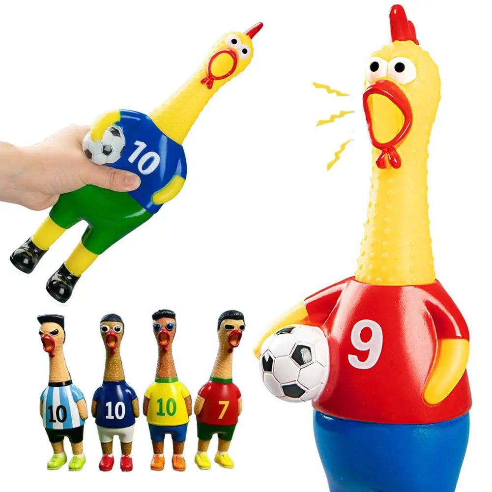 Screaming Soccer Chicken Squeeze Toy – Funny Party Gift Novelty Squeeze Toy Axl
