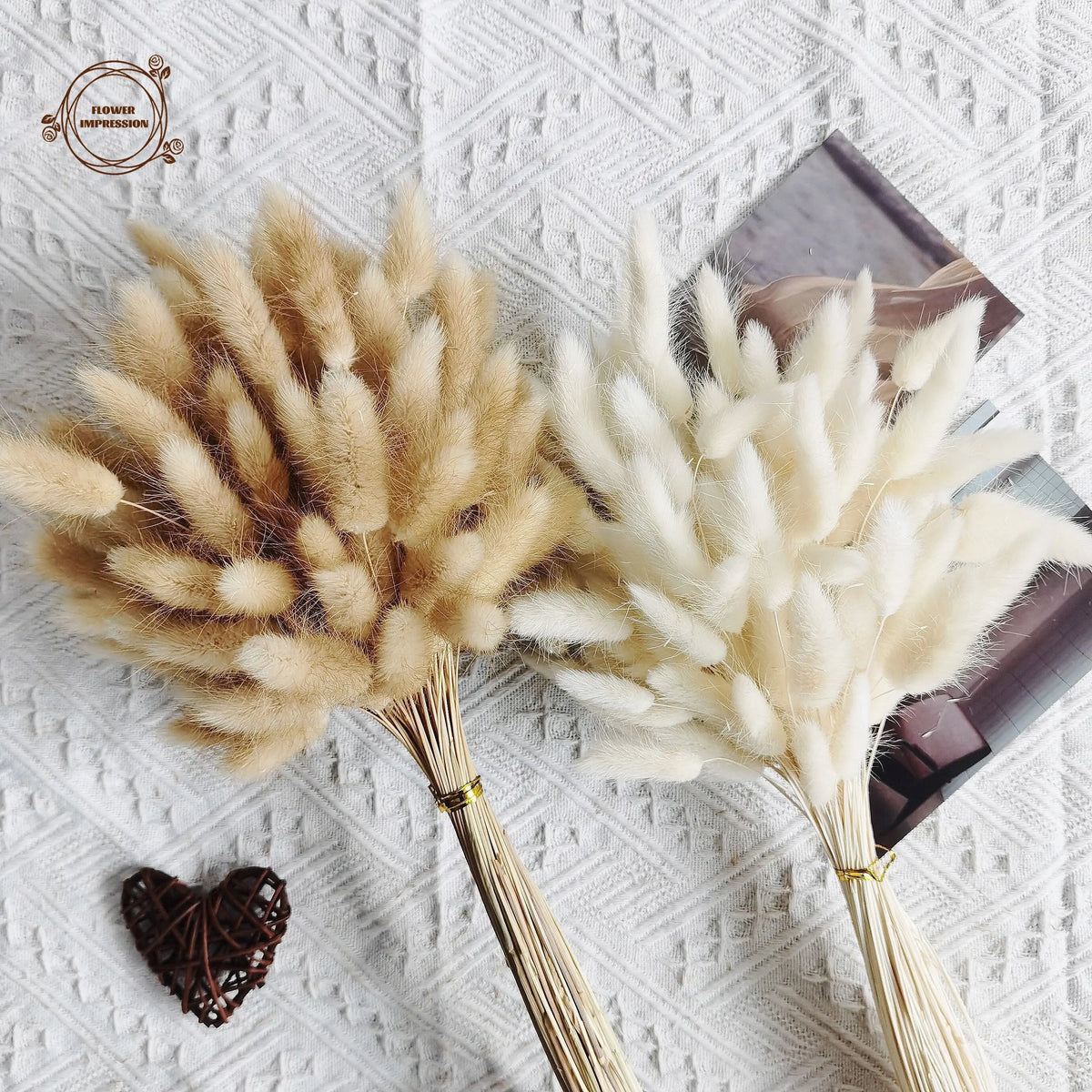 120pcs Dried Rabbit Tail Grass Pampas Bouquet | Boho Decor Dried Flower Bouquet Axl