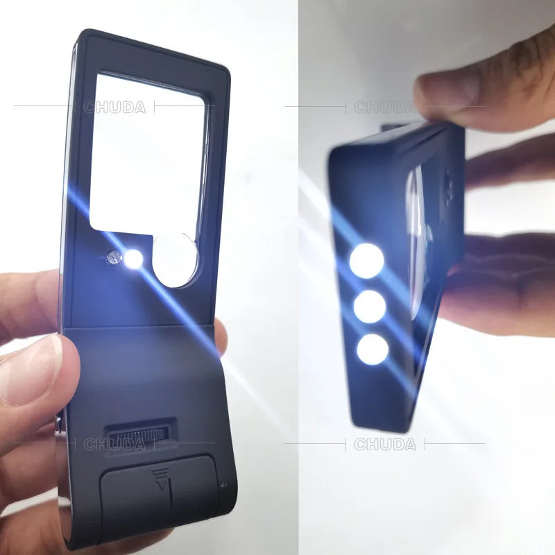 3X 10X 55X Handheld Magnifying Glass with LED & UV Light Handheld Magnifier Loupe Axl