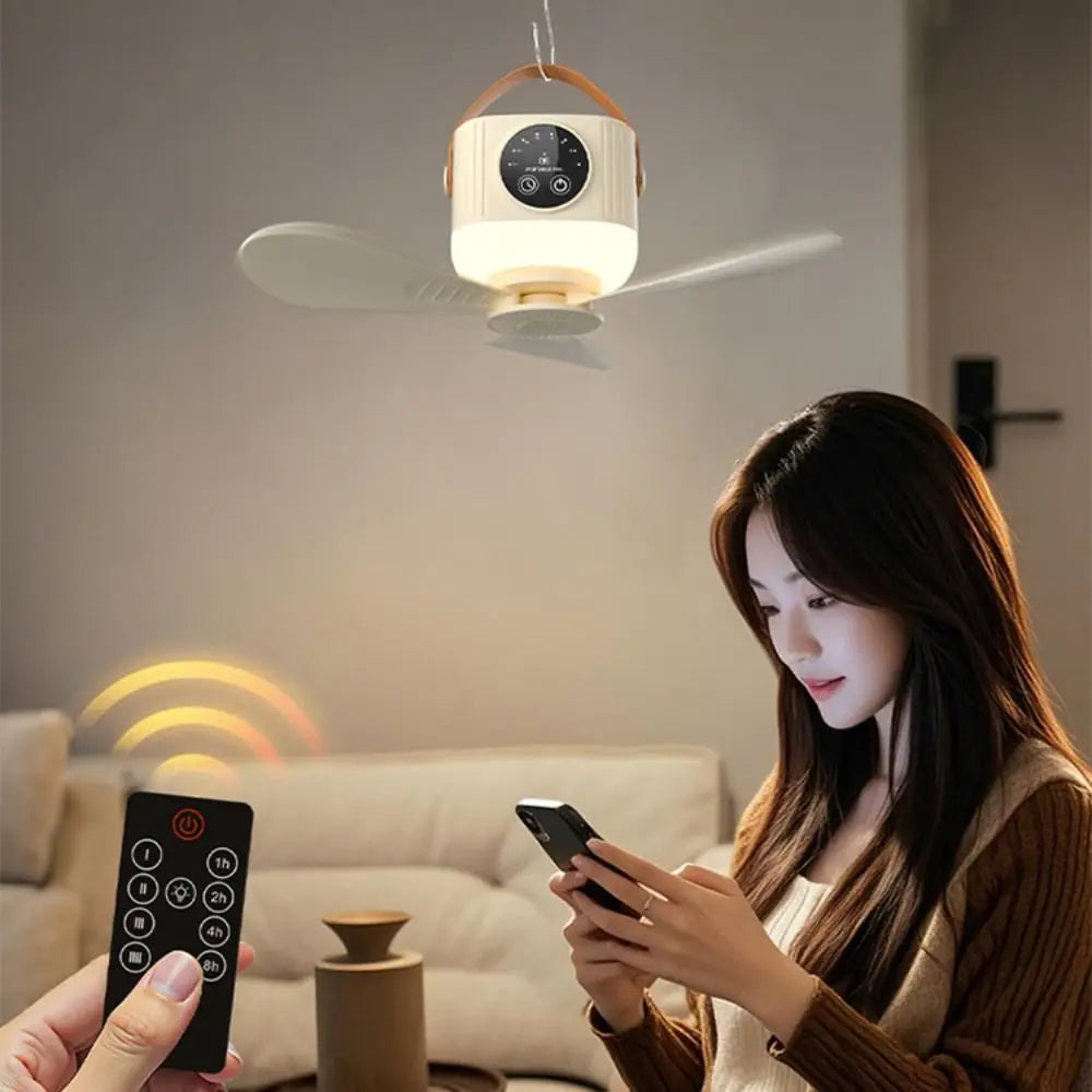 Rechargeable Ceiling Fan with LED Light & Remote Control Ceiling Fan Light Axl