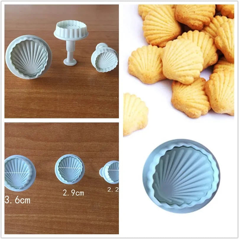 3-Piece Shell Silicone Mold Set – Cake, Cookie & Fondant Tool Silicone Baking Mold Axl