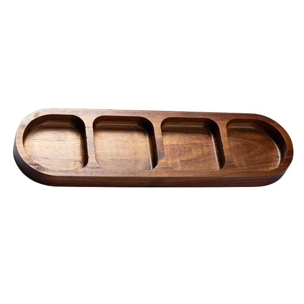 Solid Wood Serving Tray – 2/3/4 Grid Retro Seasoning Dish Wooden Serving Tray Axl 4 Grids