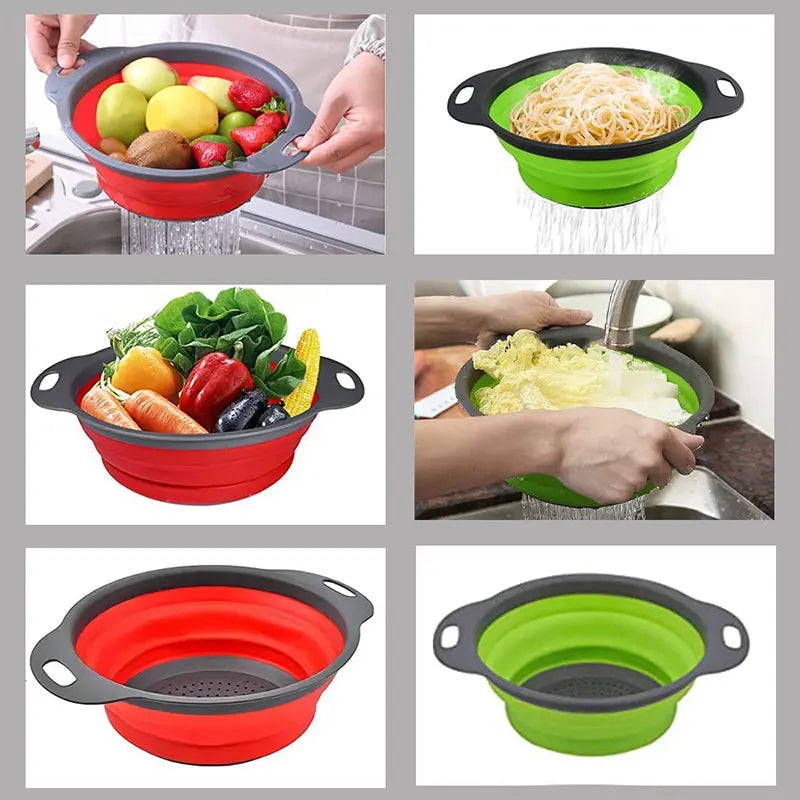 Collapsible Silicone Colander – Foldable Fruit & Veggie Strainer Collapsible Colander Axl
