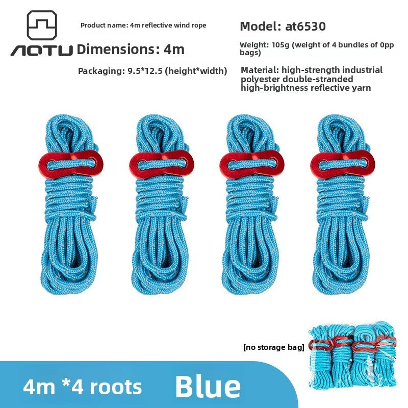 Reflective Tent Guy Lines 4mm – 4×4M Camping Tarp Ropes Set Tent Guy Lines Axl