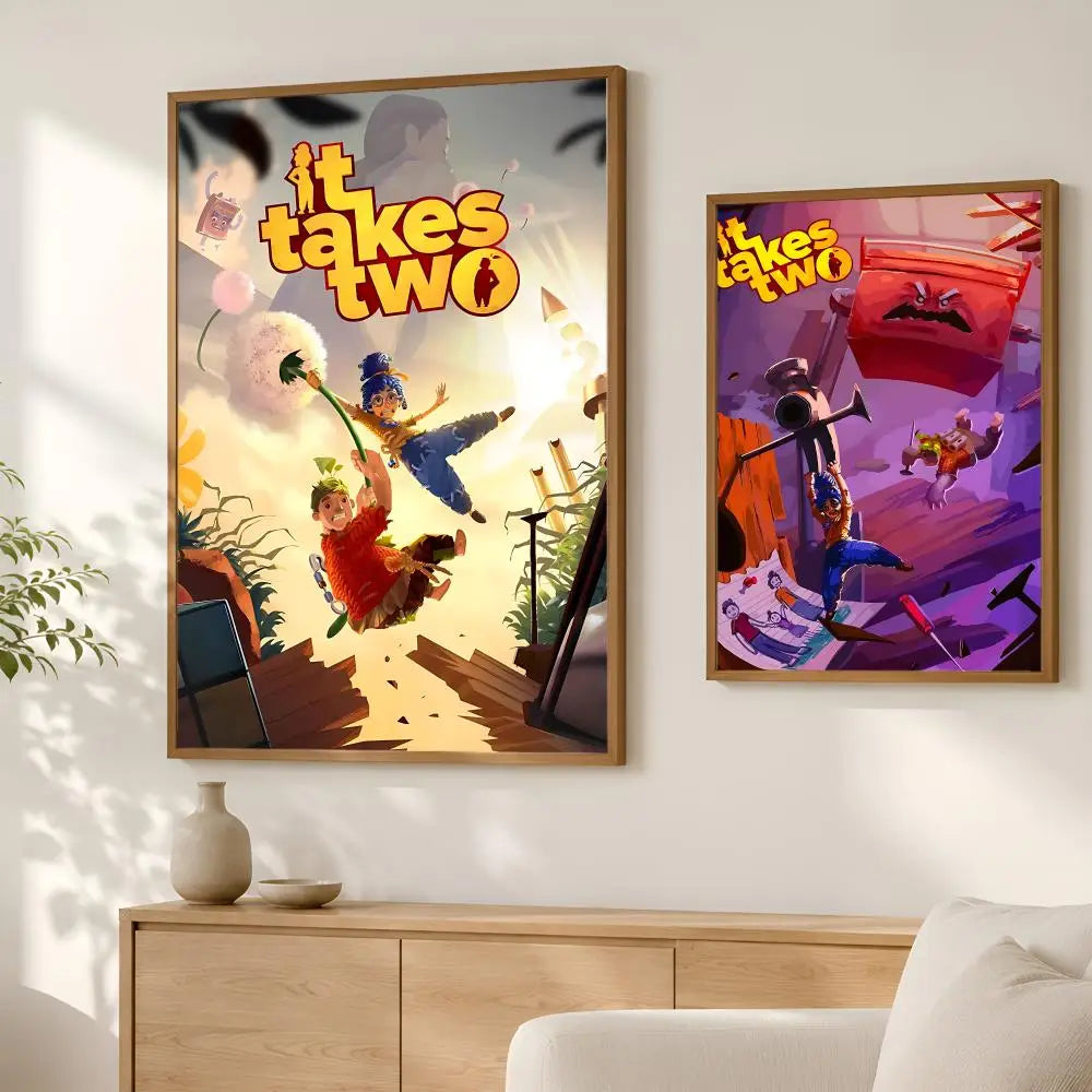 It Takes Two Game Poster – Self-Stick HD Wall Art Decor Gaming Wall Poster Axl