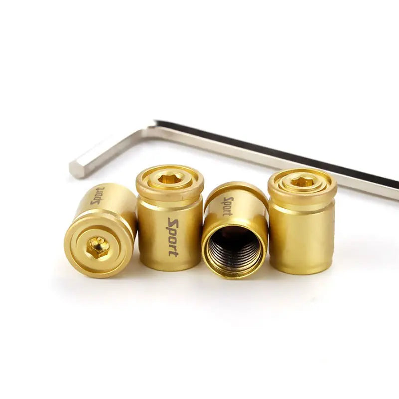 Anti-Theft Zinc Alloy Car Tire Valve Caps – Sport Set Tire Valve Caps Axl Gold