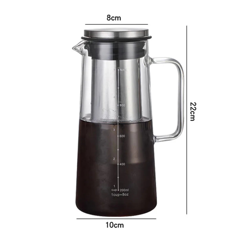 Leeseph 1L Cold Brew Coffee Maker & Glass Tea Infuser Carafe Cold Brew Coffee Maker Axl