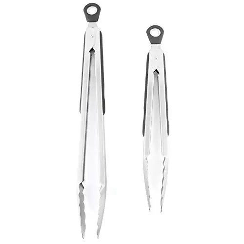 BBQ Tongs Set 9 & 12 Inch – Stainless Steel Silicone Food Clips BBQ Cooking Tongs Axl 2 PCS SET
