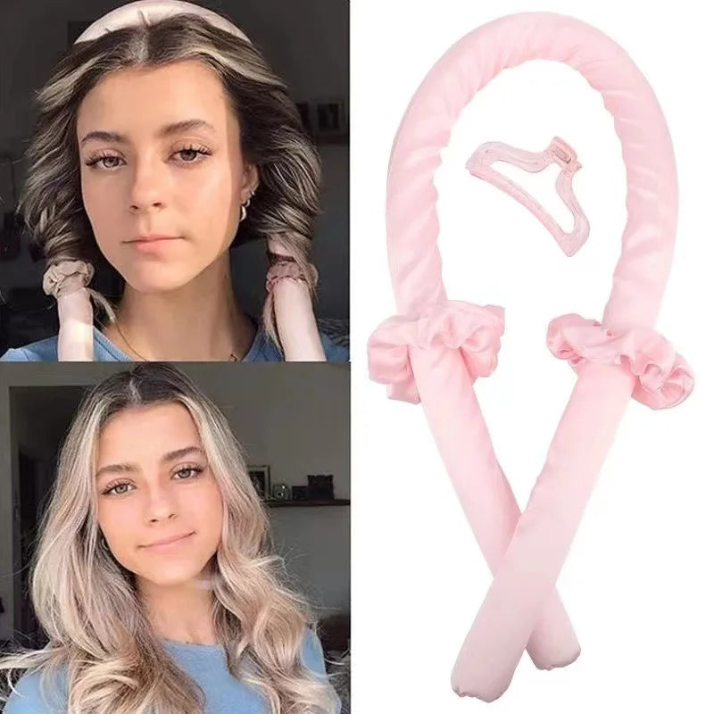 Heatless Curling Set – Foam No-Heat Sleep Hair Curler Kit Heatless Hair Curler Axl Pink