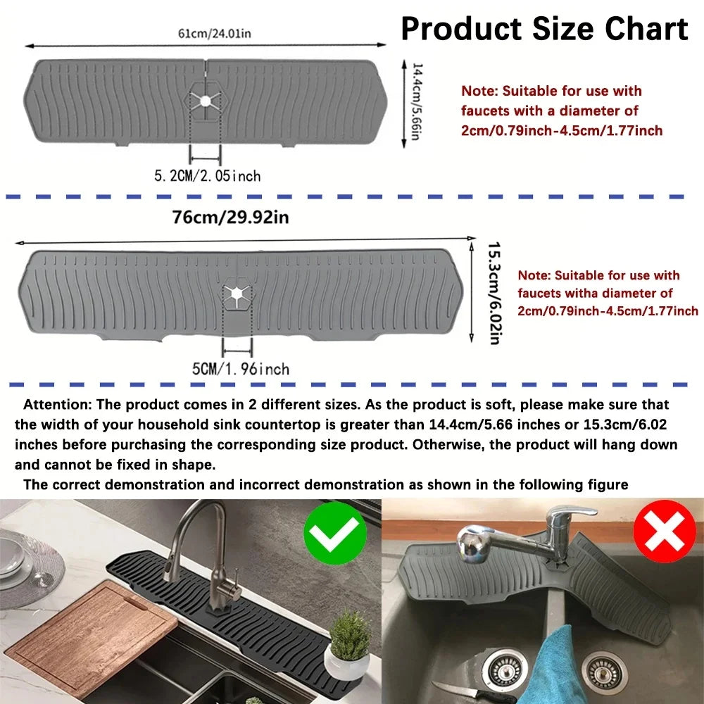 Foldable Silicone Faucet Splash Guard Pad – Sink Drain Tray Sink Splash Guard Axl