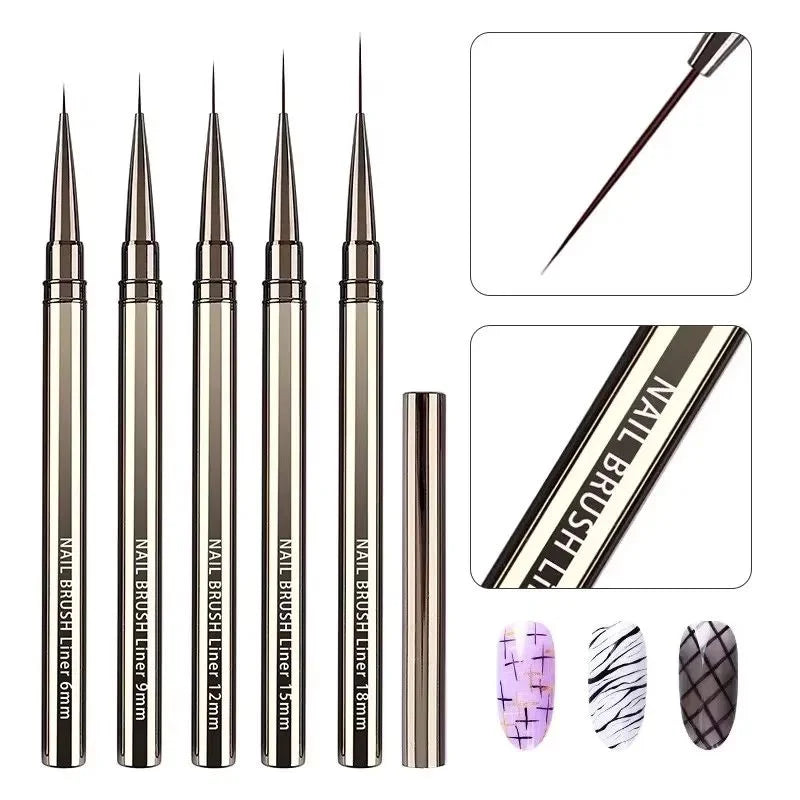 5-Piece Nail Art Liner Brush Set – Striping & Detail Pens Nail Art Brushes Axl 5PCS