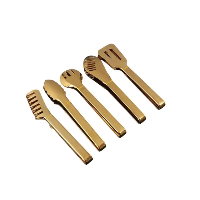 Gold Stainless Steel Food Tongs – Multi-Style Kitchen Serving Kitchen Serving Tongs Axl