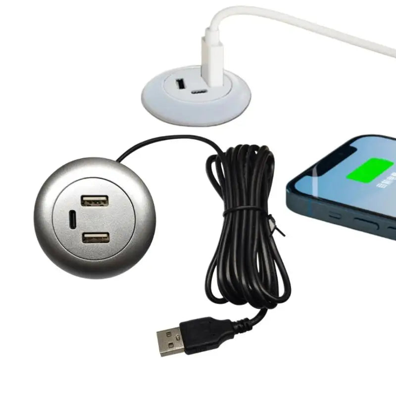 3-in-1 Embedded USB Hub – Desk Mounted USB-A & Type-C Charger Embedded USB Hub Axl