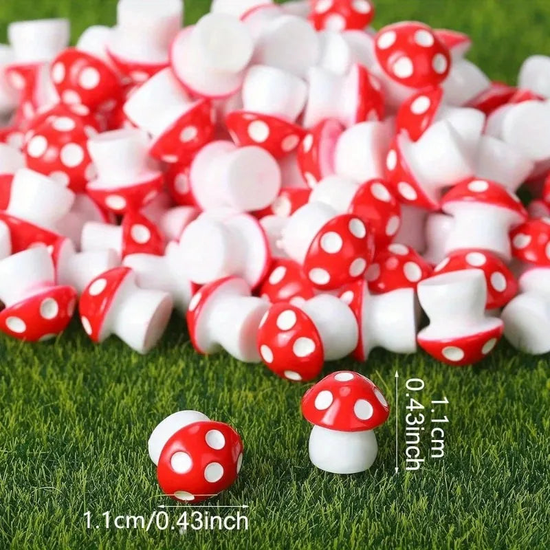 50 Mini Resin Mushroom Figurines – Terrarium & Garden Décor Garden Figurines Axl
