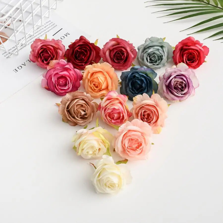 Silk Rose Flower Heads 10 Pcs – Wedding, Wreath & DIY Crafts Artificial Silk Flowers Axl
