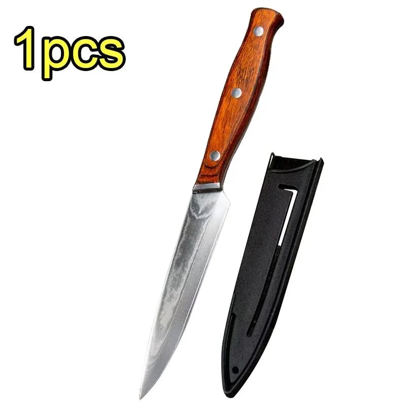 Damascus Pattern Kitchen Slicing Knife – 10Cr Steel & Wood Handle Kitchen Slicing Knife Axl WHITE