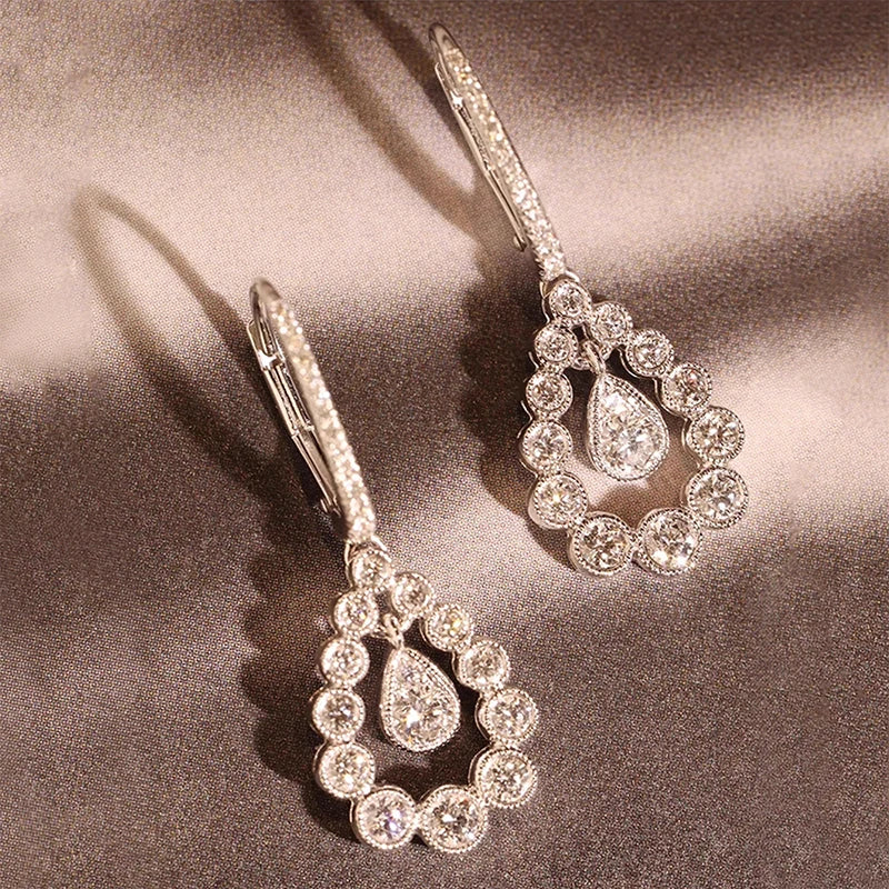 Huitan Waterdrop Drop Earrings – Sparkling Cubic Zirconia Drop Earrings Axl