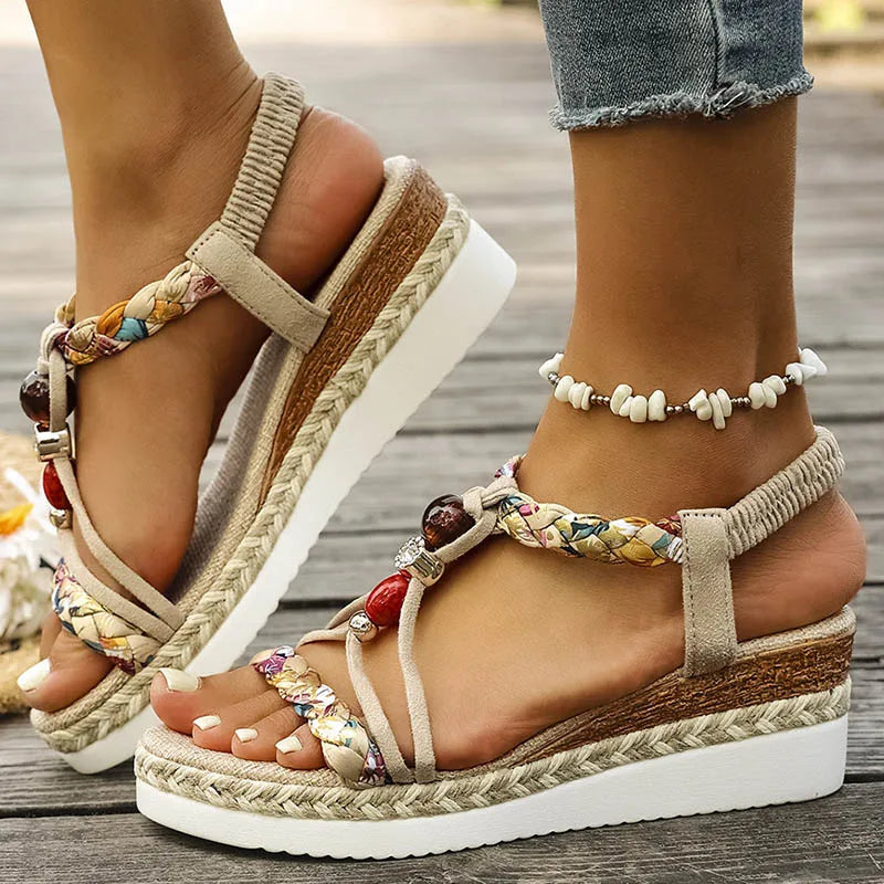 Women's Bohemian Wedge Sandals – Summer Platform Heels Wedge Sandals Axl