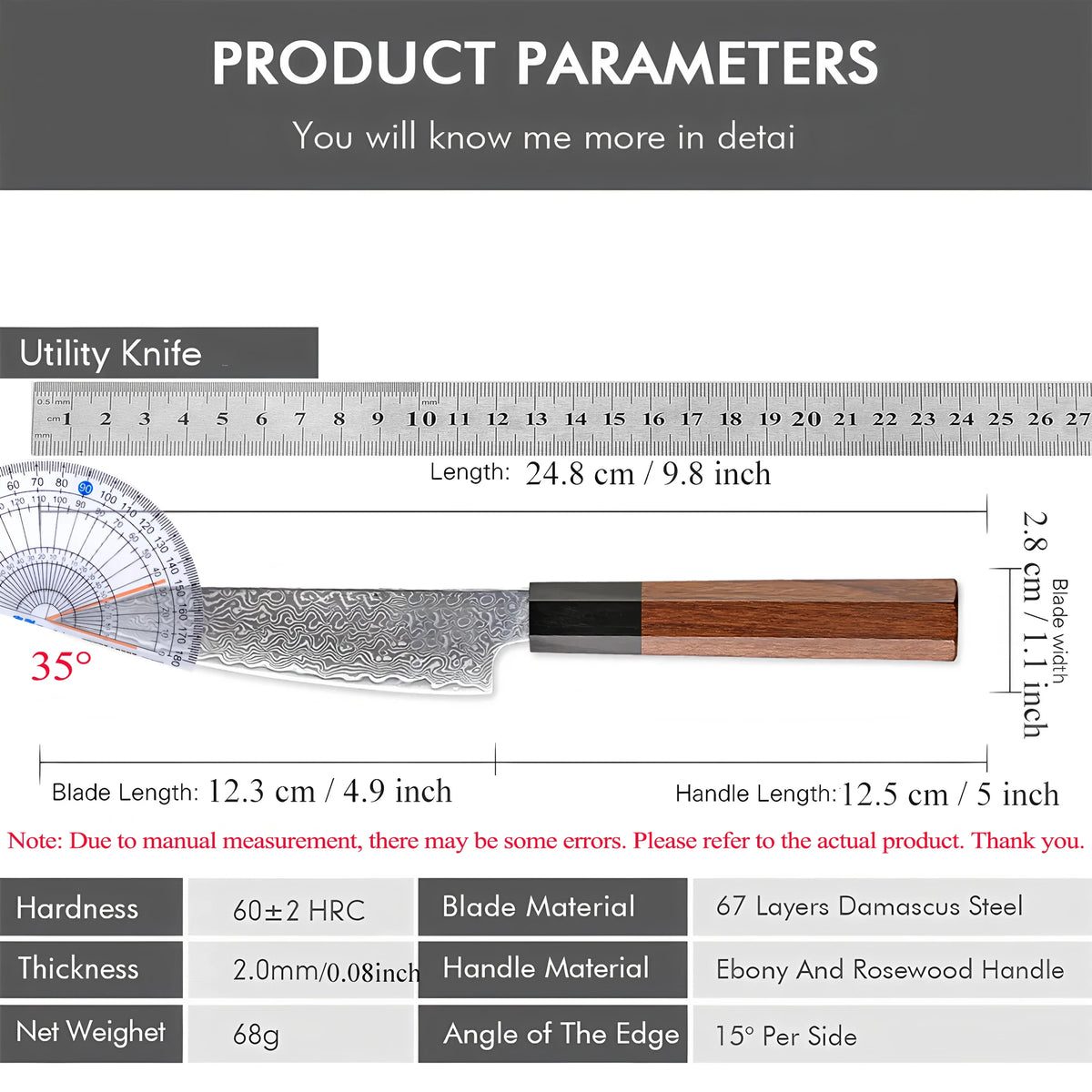 67-Layer Damascus Steel Chef Knife – 12.3" Slicing Knife Damascus Chef Knife Axl