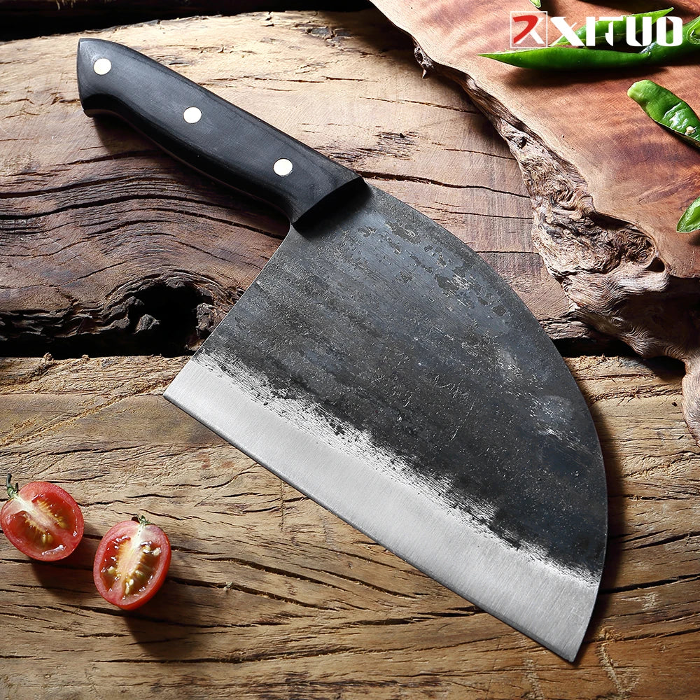 XITUO Forged High Carbon Steel Cleaver Knife – Full Tang Kitchen Cleaver Knife Axl