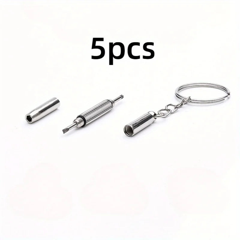 Precision Mini Screwdriver Set with Keychain – 5/10 Pcs Mini Screwdriver Set Axl silvery-5pcs