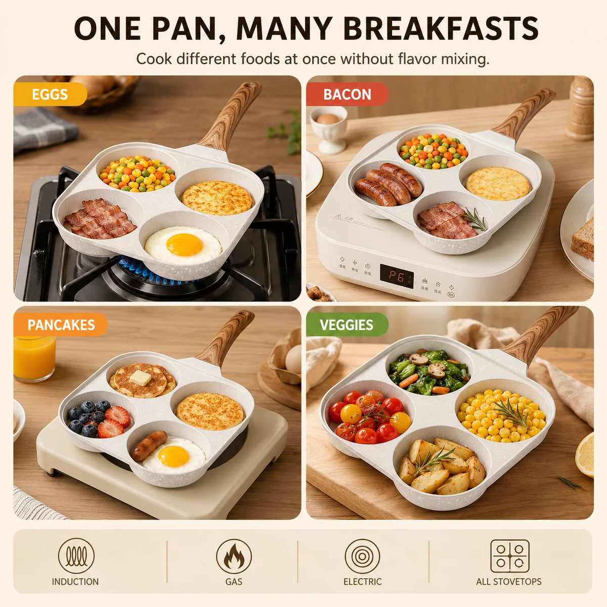 4-Cup Nonstick Omelet Pan with Glass Lid | Gas & Induction Nonstick Omelet Pan Axl