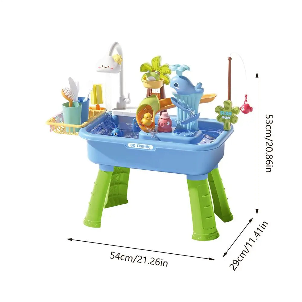 Kids Water Activity Table with Running Water & 43 Accessories Kids Water Play Table Axl Blue