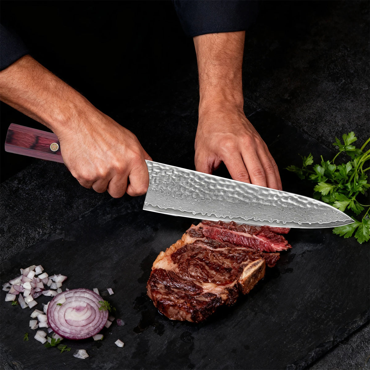 67-Layer Damascus Steel Chef Knife – Cleaver & Utility Knife Damascus Chef Knife Axl