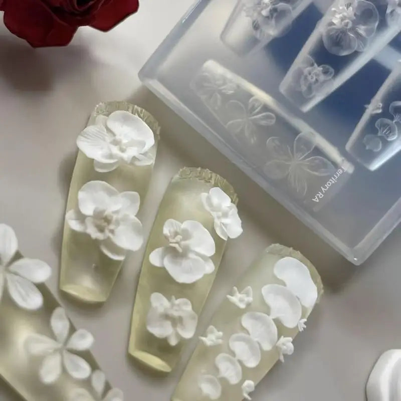 3D Silicone Nail Mold – Phalaenopsis Flower DIY Nail Art Template Nail Art Mold Axl
