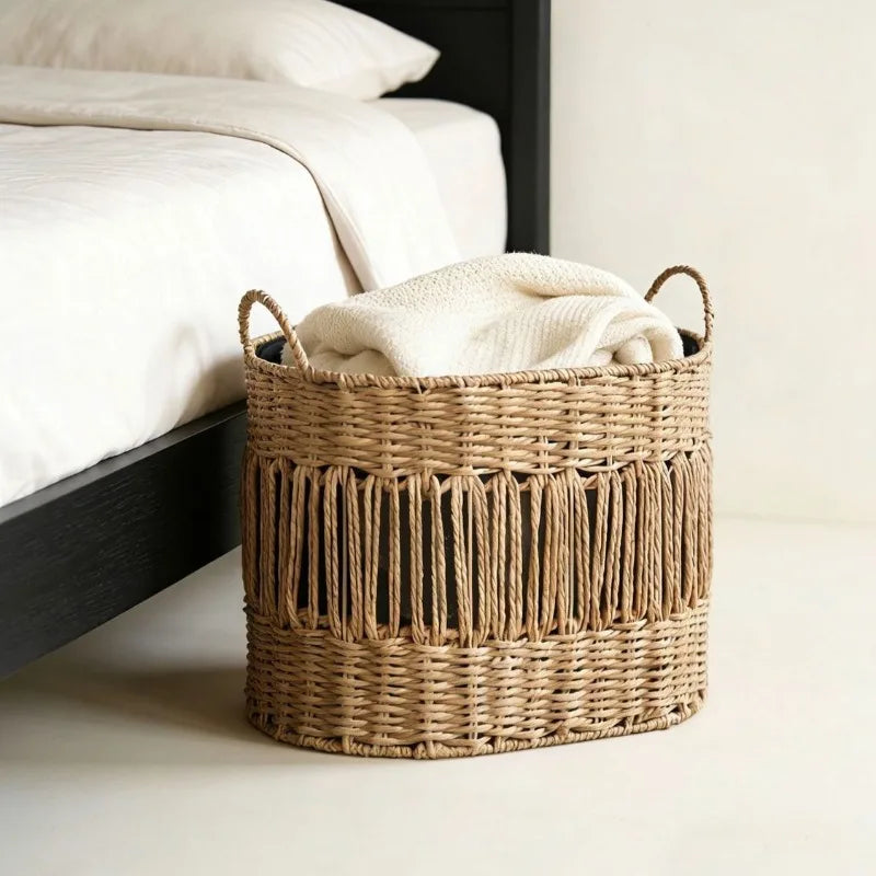 Retro Handwoven Storage Basket – Laundry & Home Organizer Woven Storage Basket Axl