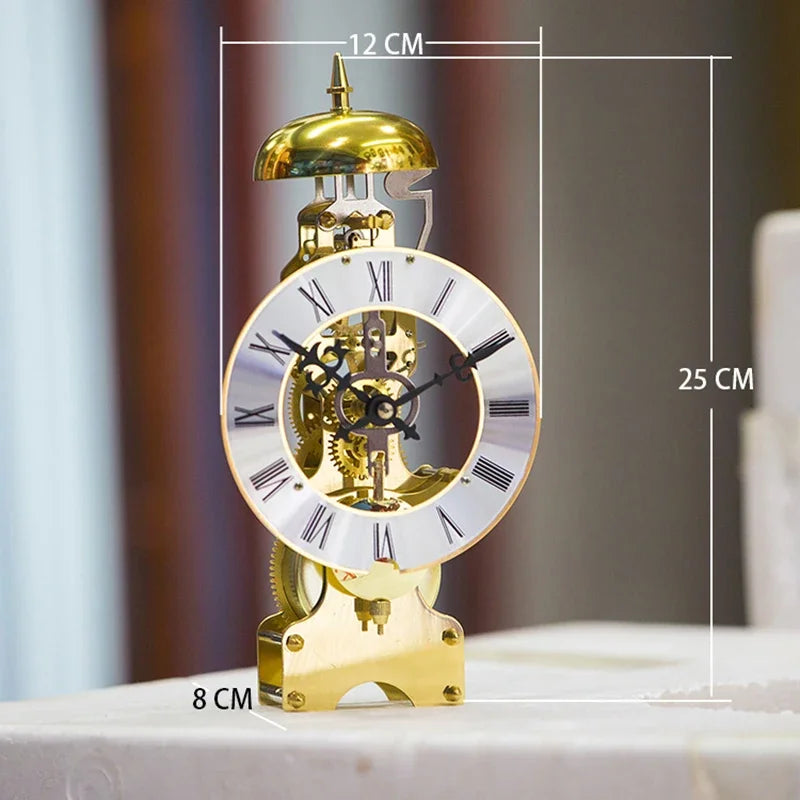 Nordic Antique Mechanical Desk Clock – Gold Metal Gear 8-Inch Mechanical Desk Clock Axl