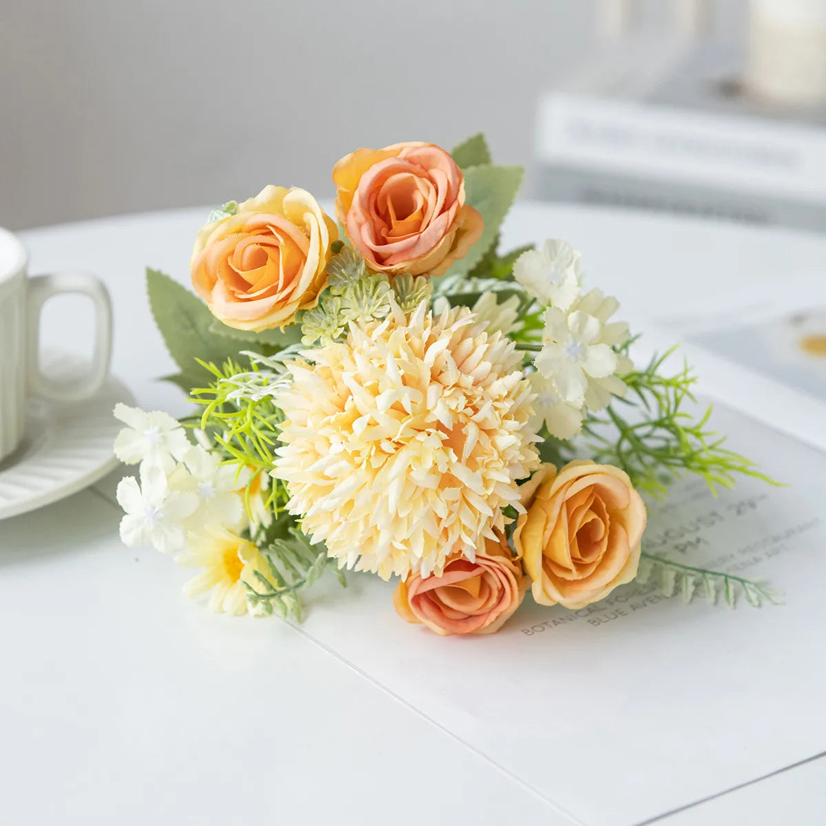 Silk Rose & Chrysanthemum Artificial Flower Bouquet | 2–4 Pcs Artificial Flower Bouquet Axl 6 4 pcs
