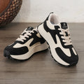 Women's Chunky Sneakers – Lace-Up PU Leather Fashion Shoes Chunky Sneakers Axl black 38