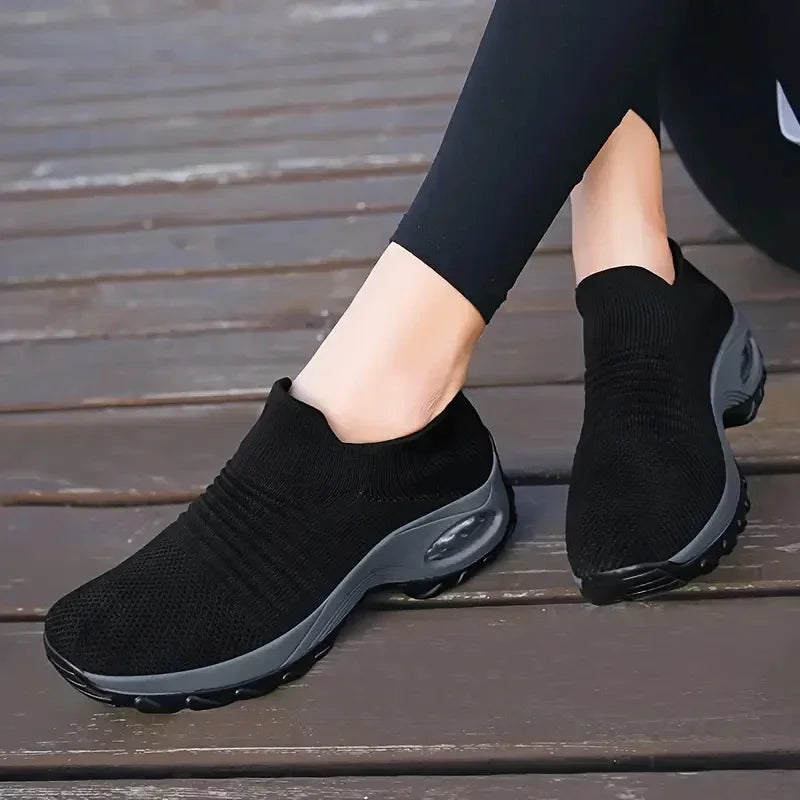 Women's Platform Knit Sneakers – Breathable Walking Shoes Platform Knit Sneakers Axl