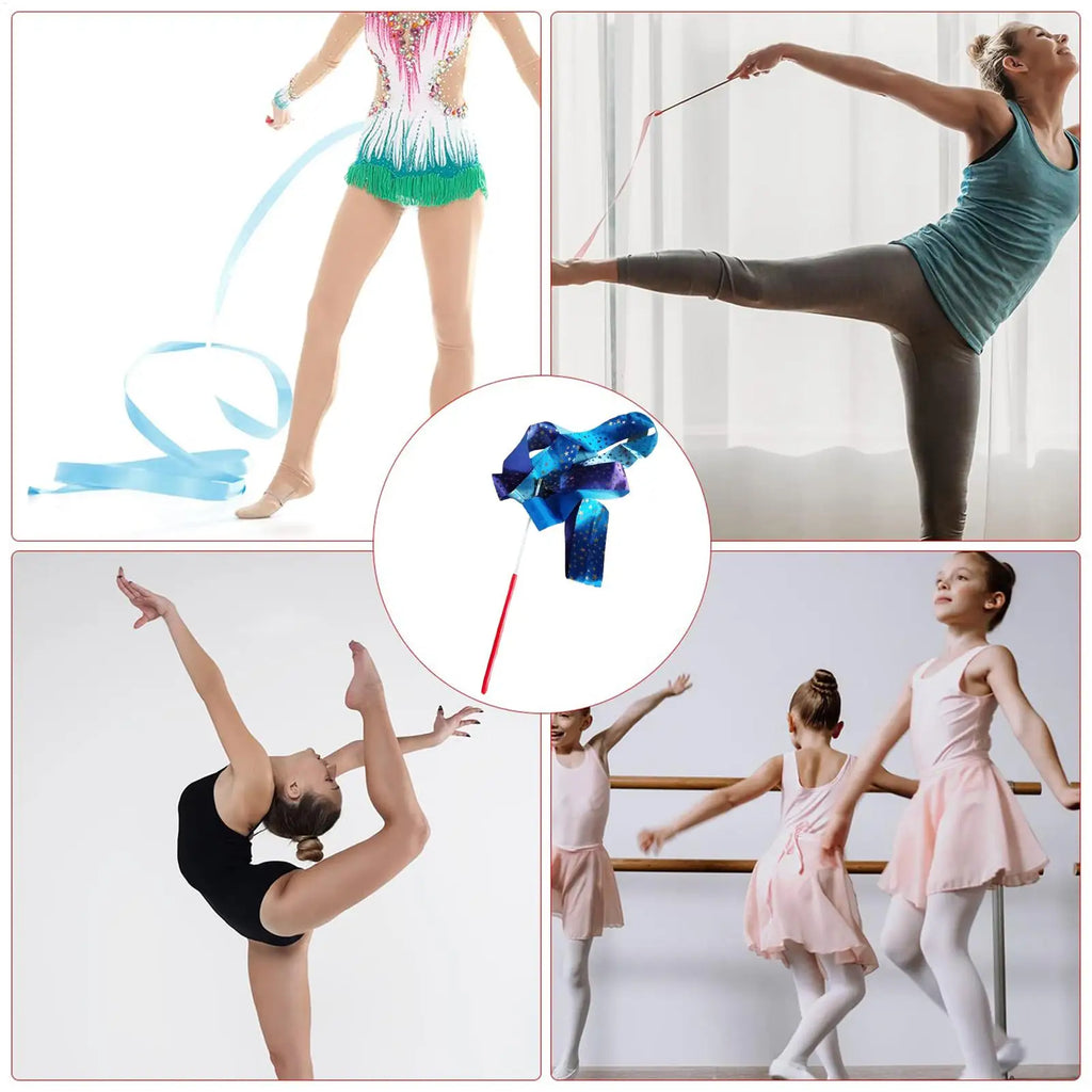 Foldable Ribbon Dancer Wand – Gradient Twirling Streamer Prop Dance Ribbon Wand Axl