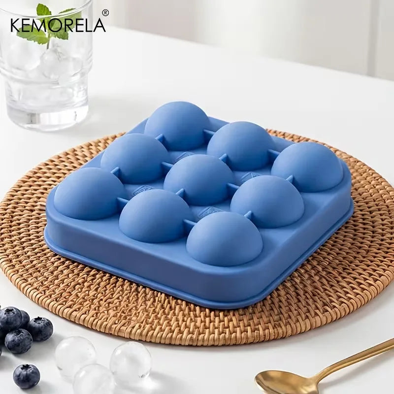 Soccer Ball Ice Ball Mold – 9-Hole Silicone Tray with Lid Silicone Ice Mold Axl