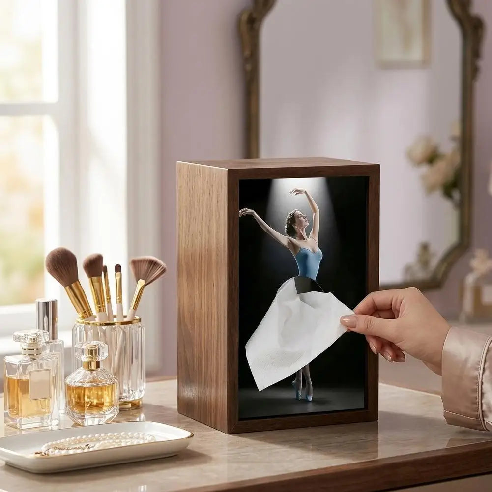 Ballerina Wooden Tissue Box Cover | Ballet Dancer Napkin Holder Decorative Tissue Box Cover Axl