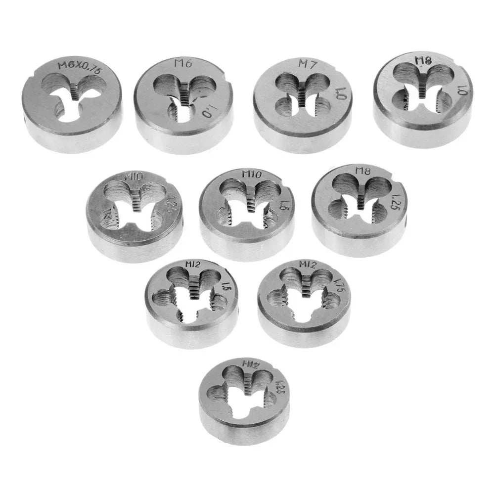 10-Piece Metric Thread Die Set M6–M12 | Metal Threading Tools Thread Die Set Axl