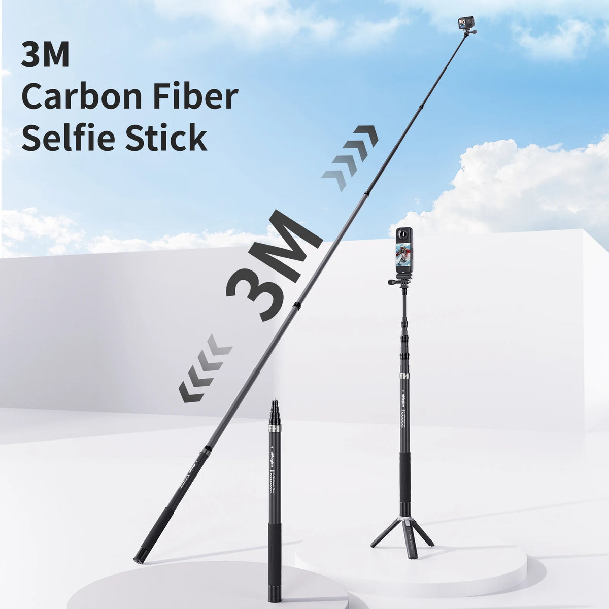 3M Carbon Fiber Invisible Selfie Stick for Insta360 & DJI Camera Selfie Stick Axl Default Title