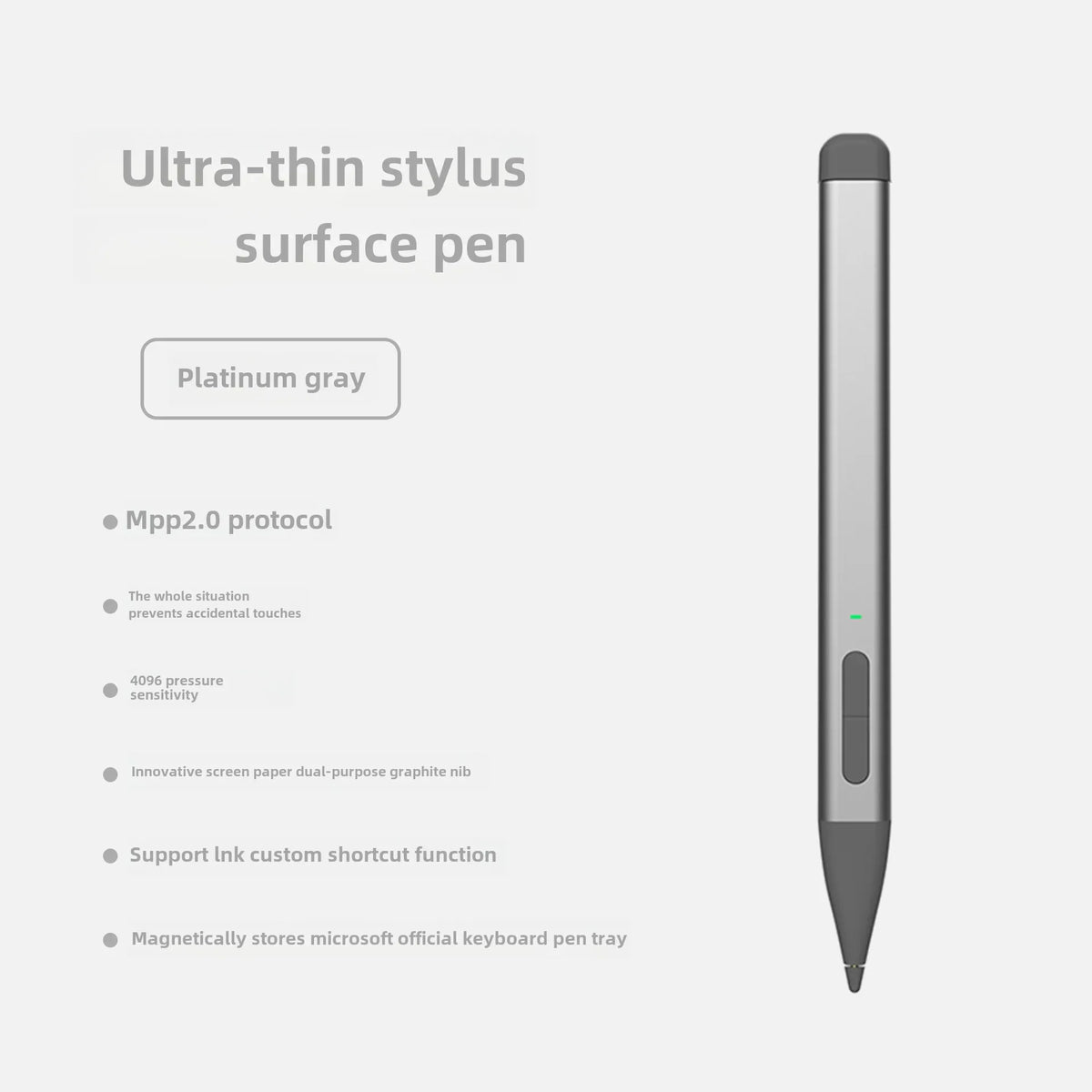 Surface Stylus Pen 4096 Pressure USB-C | Pro 3–11, Go, Book Tablet Stylus Pen Axl Uslim-2-Gray