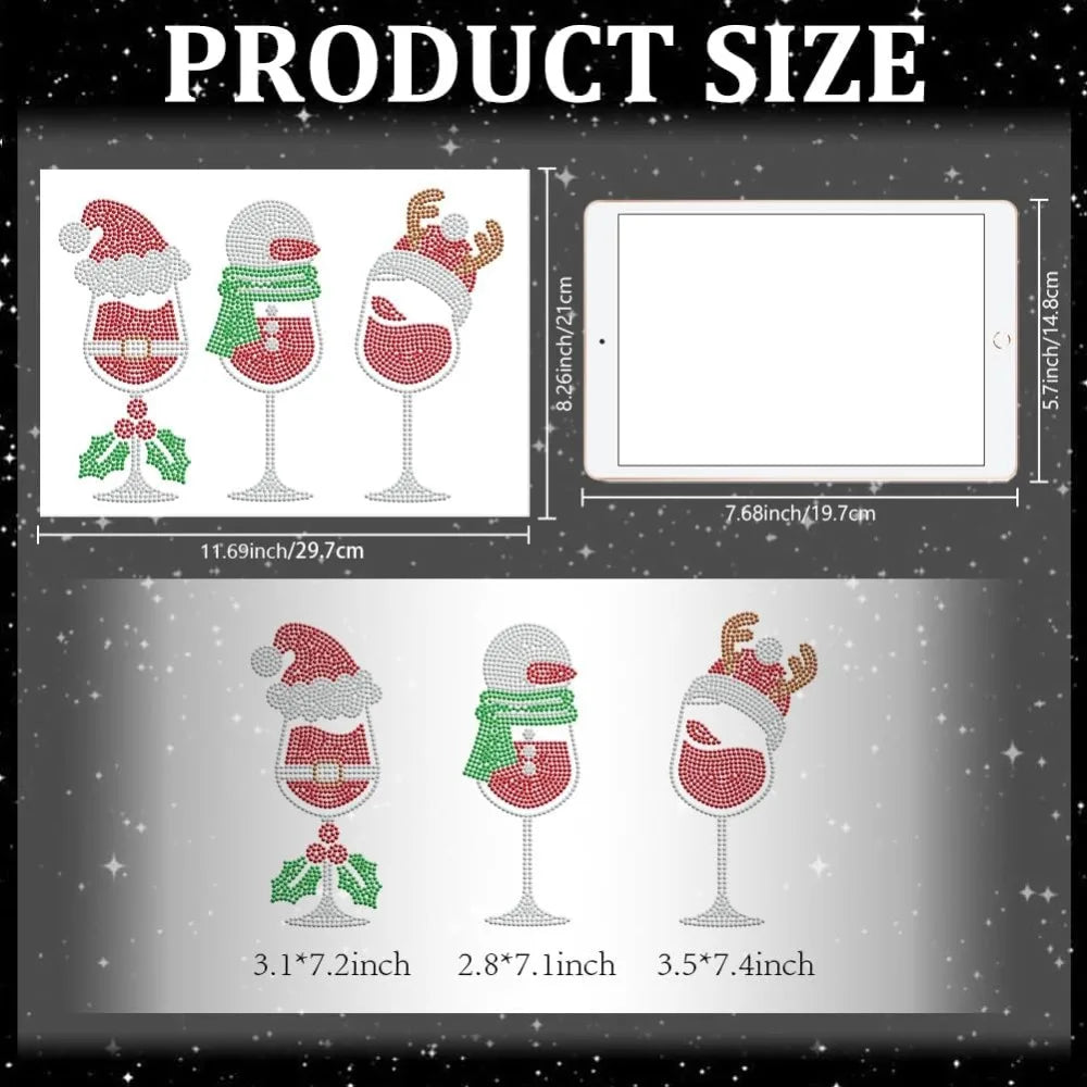 Christmas Glass Rhinestone Iron-On Appliqué | 11.7×8.3 In Iron-On Appliqué Patch Axl