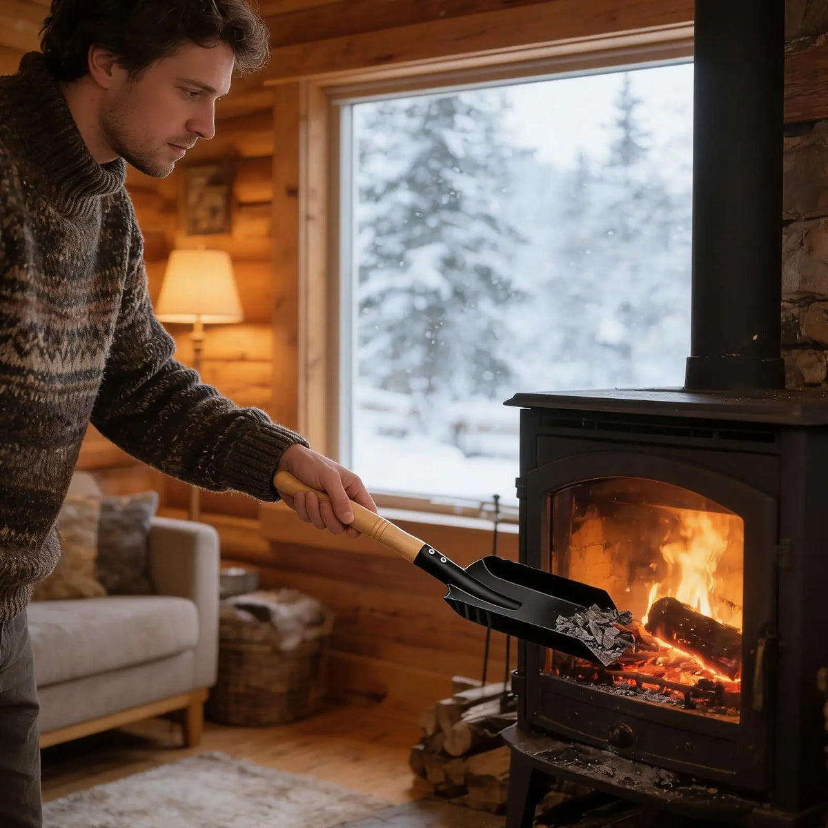 Fireplace Ash Shovel – Wooden Handle Coal Scoop Tool Fireplace Ash Shovel Axl