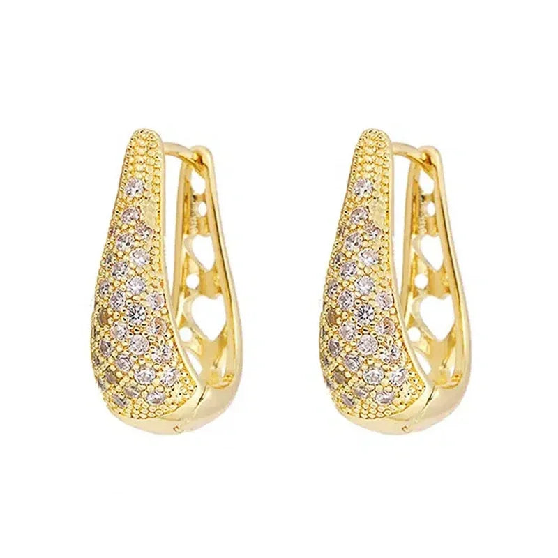 Huitan Hollow Waterdrop Hoop Earrings – CZ Wedding Jewelry Hoop Earrings Axl