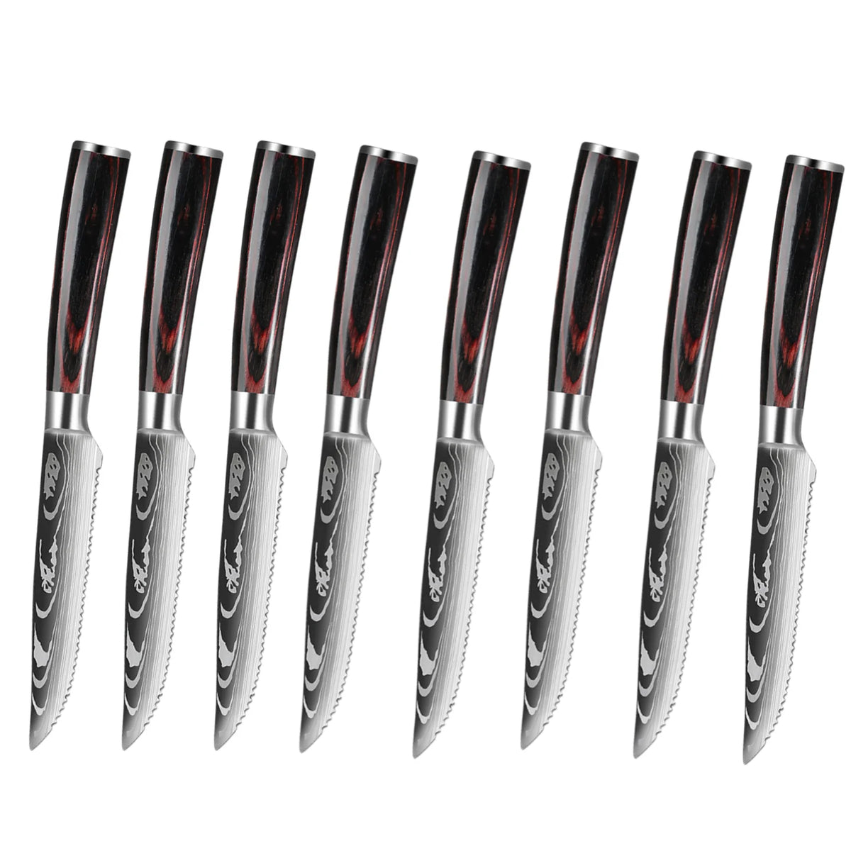 Damascus Steak Knife Set 2–8 Pc | Stainless & Wood Handle Steak Knife Set Axl 8pcs