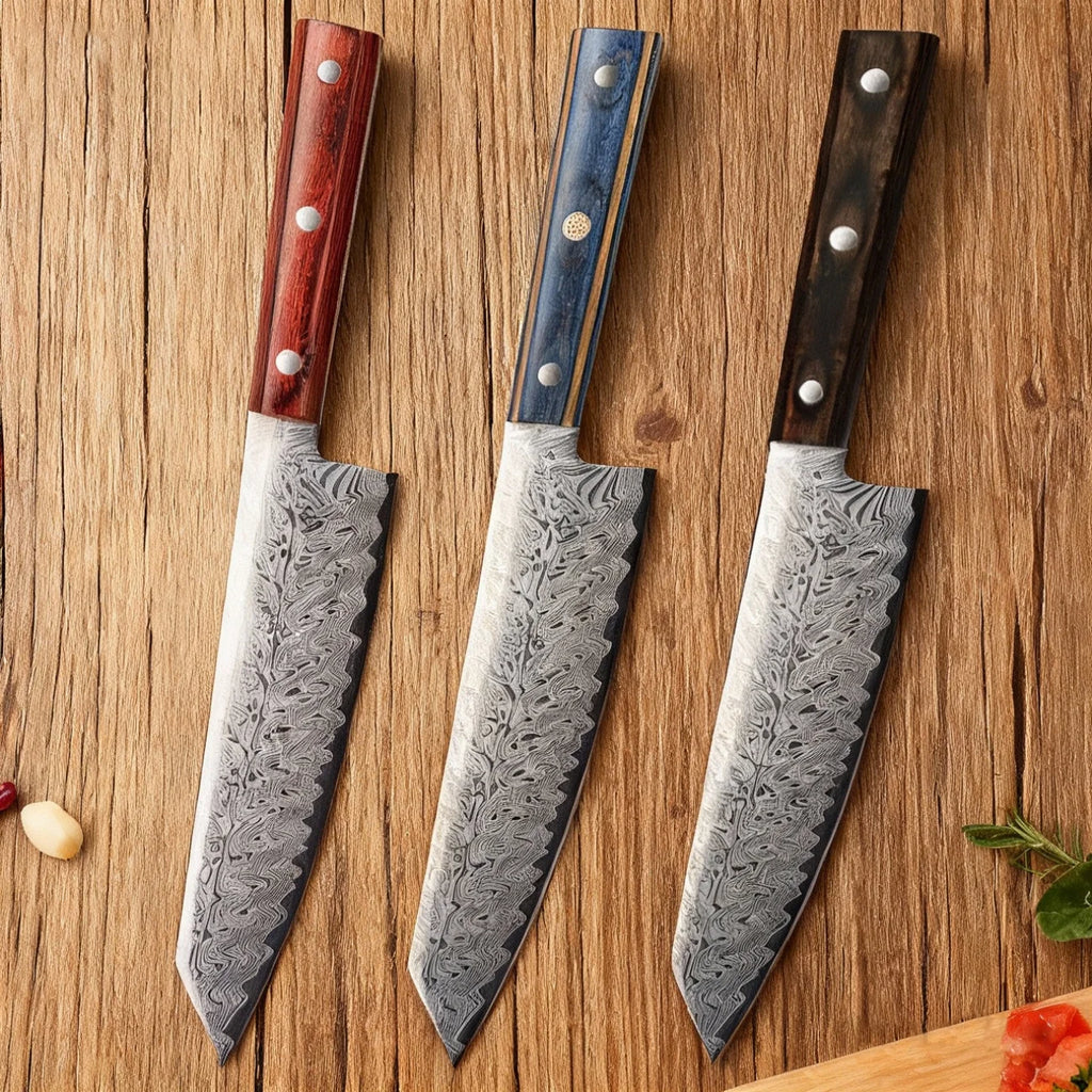 Damascus Steel Japanese Chef's Knife – 20cm Wooden Handle Chef's Knife Axl