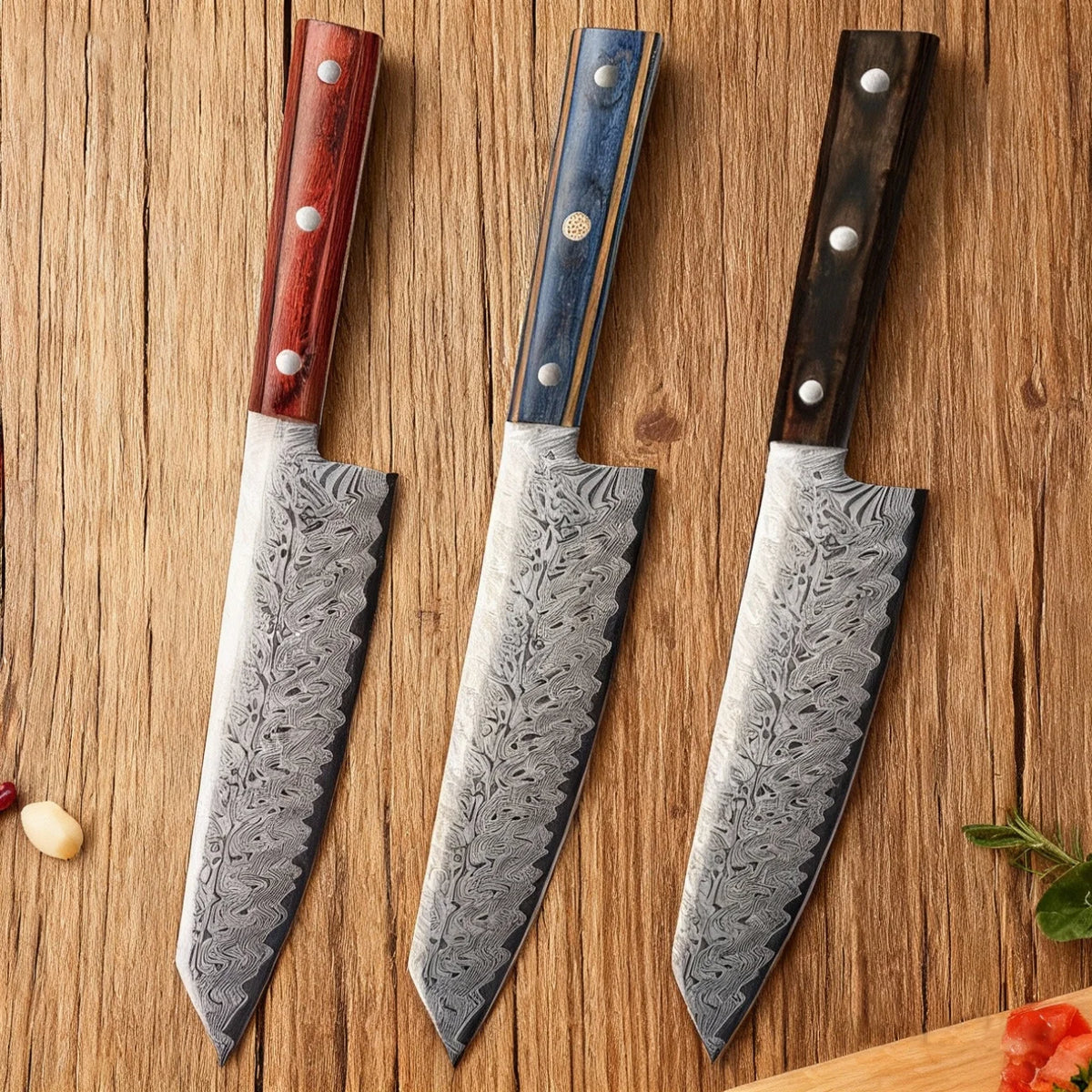 Damascus Steel Japanese Chef's Knife – 20cm Wooden Handle Chef's Knife Axl