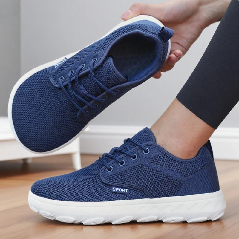 Women's Wide Toe Barefoot Sneakers | Breathable Mesh Platform Platform Walking Sneakers Axl Navy Blue 38