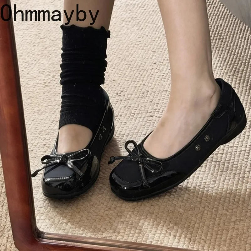 Satin Bow Ankle Strap Women's Flat Sandal Boots | Lolita Style Flat Sandal Boots Axl
