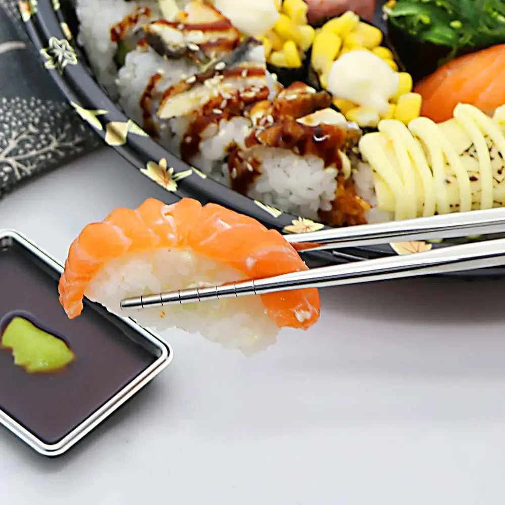 Stainless Steel Chopsticks Set – Non-Slip Reusable Cutlery Chopstick Cutlery Set Axl